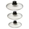 Lot 3 Couvercles En Verre Cerclés Inox 16, 18 Et 20 Cm