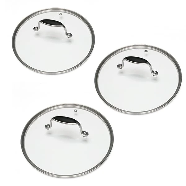 Lot 3 Couvercles En Verre Excell'Inox 16, 18 Et 20 Cm 3 Lot 3 Couvercles En Verre Excell'Inox 16, 18 Et 20 Cm