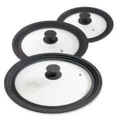 Lot 3 Couvercles En Verre Multi-diamètres De 16 à 32 Cm