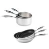 Batterie De Cuisine Excell'inox 3 Poêles Inox Revêtu Et 3 Casseroles Inox